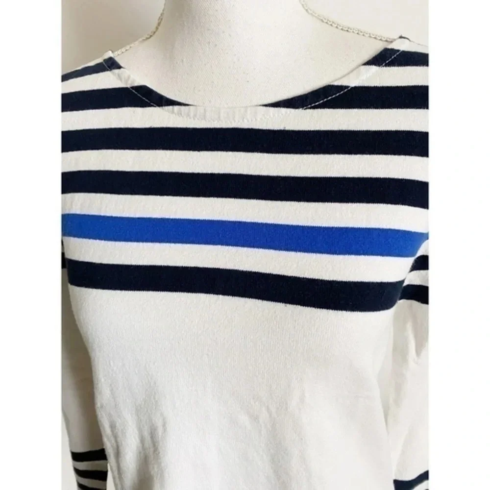 J. Crew • White Blue Striped Nautical Sailor Top